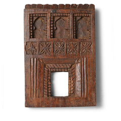 Carved Teak Votive Panel From Andhra Pradesh - Ca 1900 Carved Teak Votive Panel From Andhra Pradesh - Ca 1900