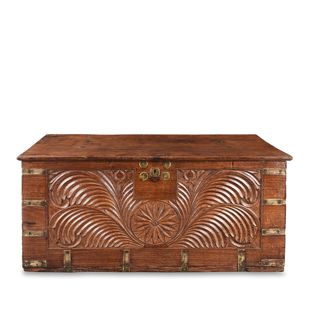Antique Carved Malabar Chest From Kutch | Indigo Antiques