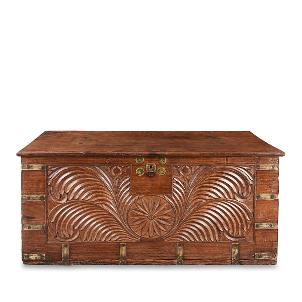 Carved 'Malabar' Chest From Kutch - Mid 19th Century Carved 'Malabar' Chest From Kutch - Mid 19th Century