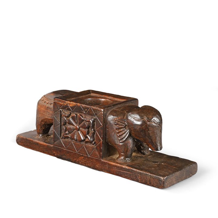 Antique Carved Teak Elephant Juicer From Banswara | Indigo Antiques