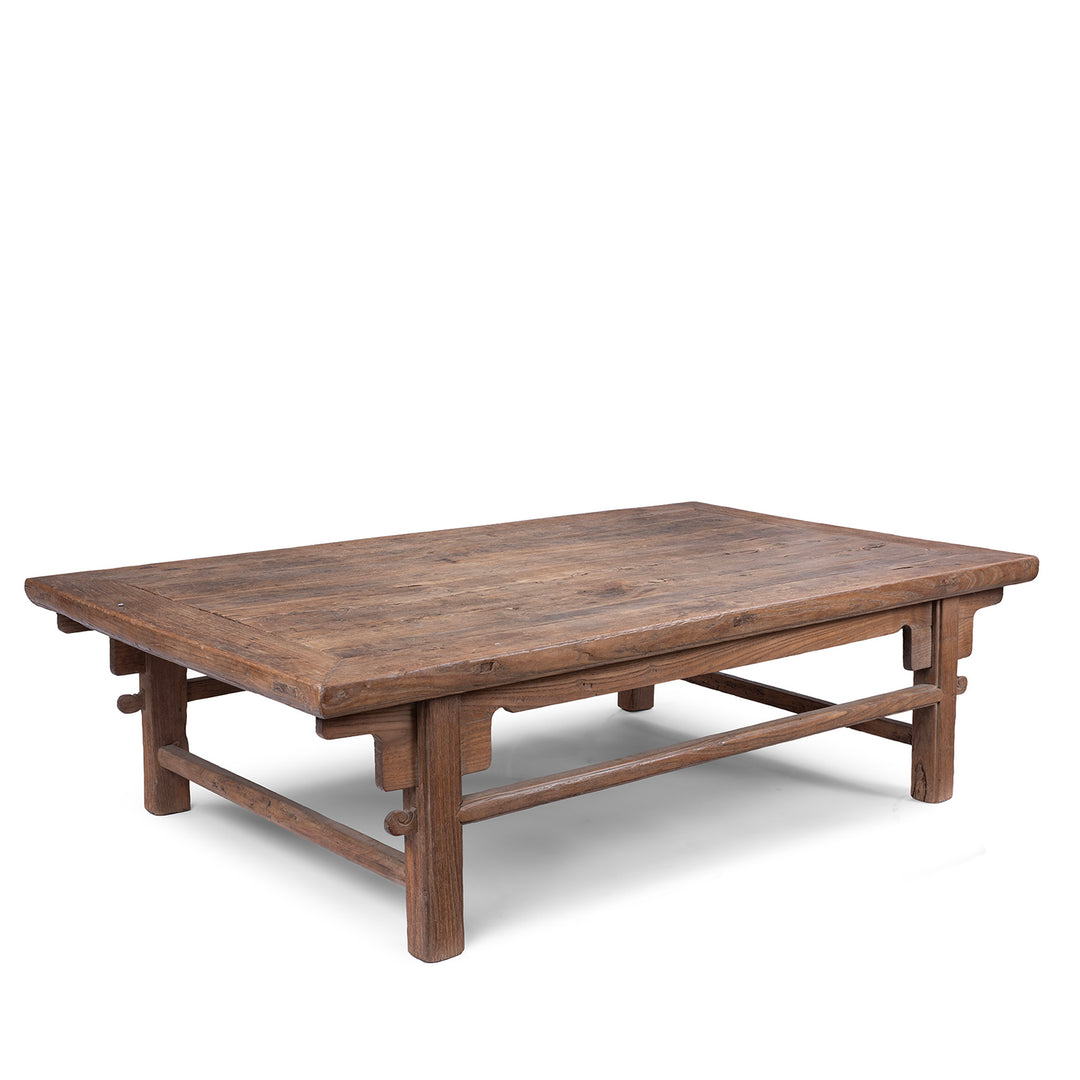 Angled View Of Antique Chinese Elm Coffee Table