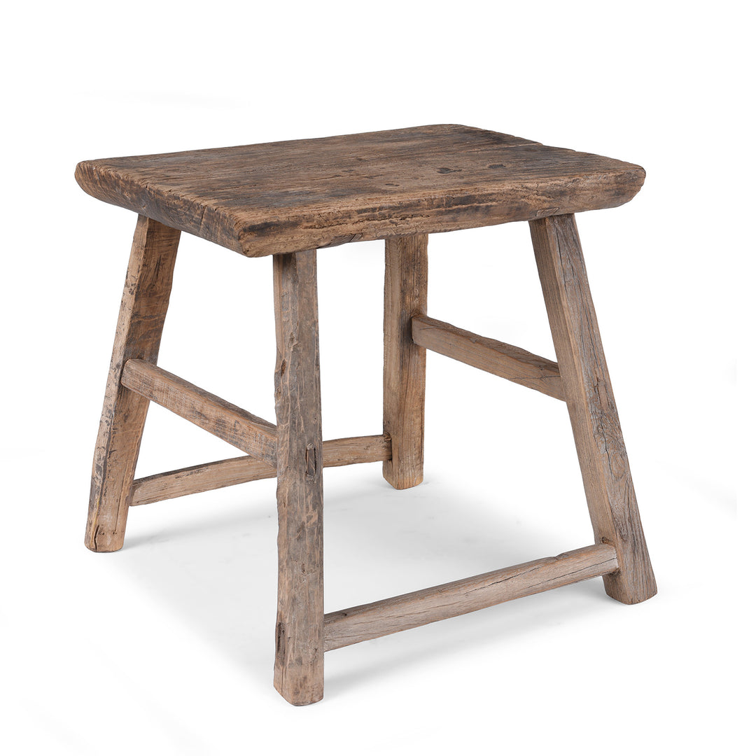 Angled VIew Of Antique Chinese Elm Saddle Stool From Shanxi | Indigo Antiques