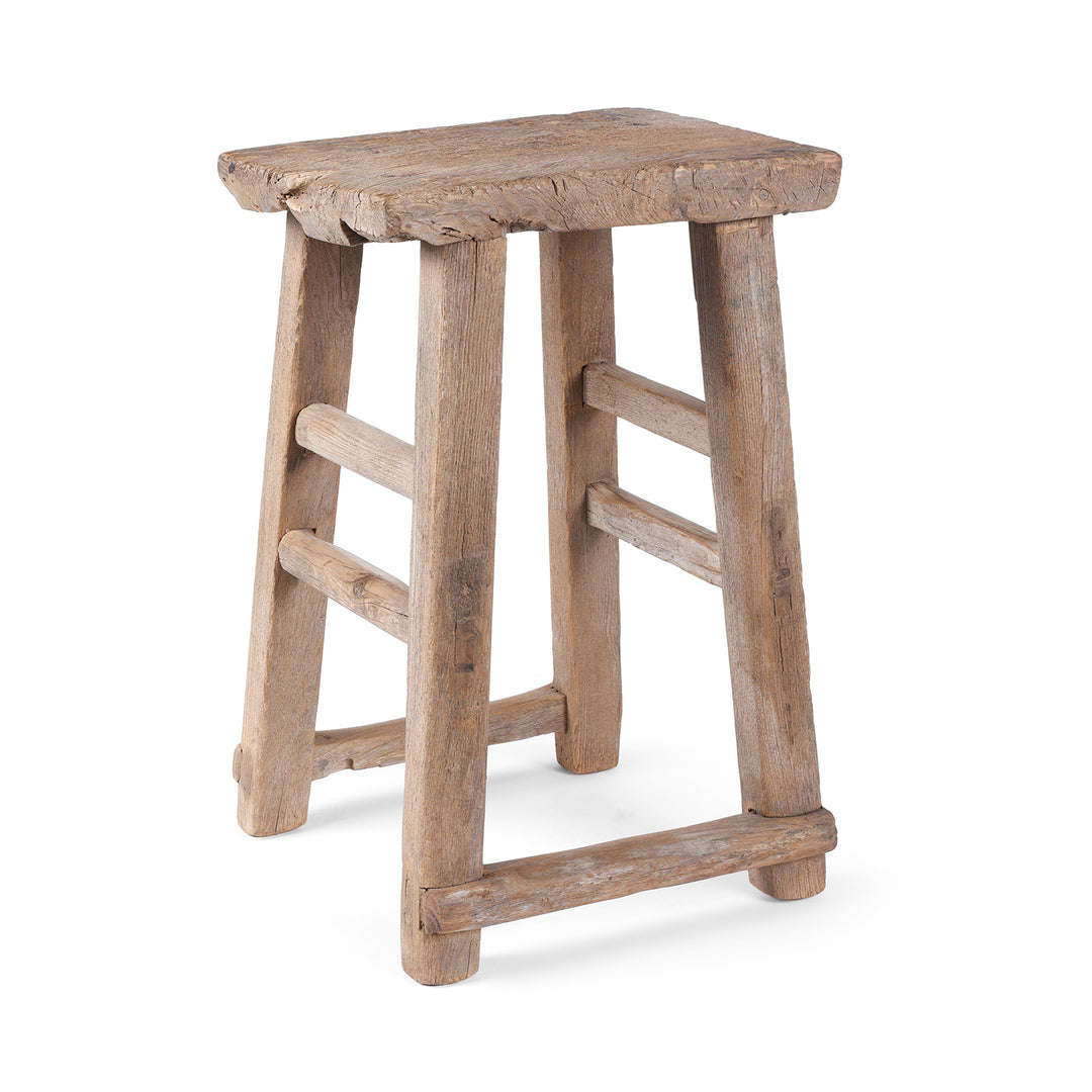 Angled VIew Of Antique Chinese Elm Stool  | Indigo Antiques