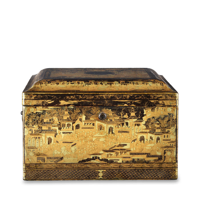 Antique Chinese Export Black Lacquer Ice Box | Indigo Antiques