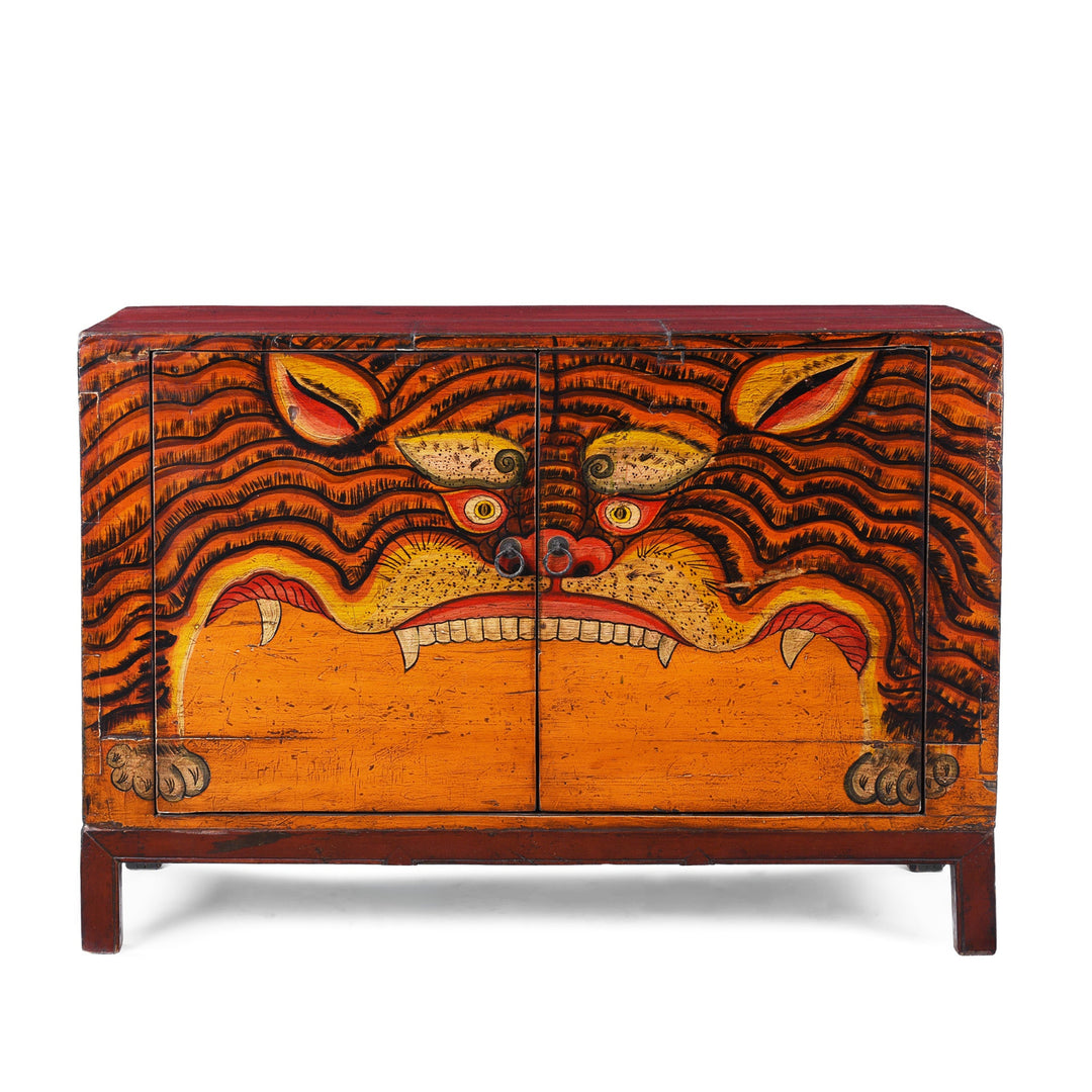 Antique Chinese Painted Tiger Cabinet | Indigo Antiques