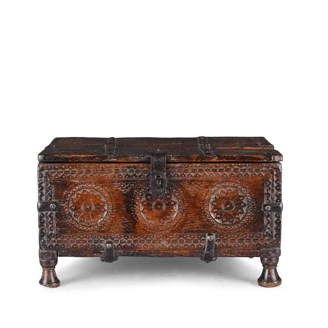 Antique Chip Carved Merchants Box From Ramgargh | Indigo Antiques