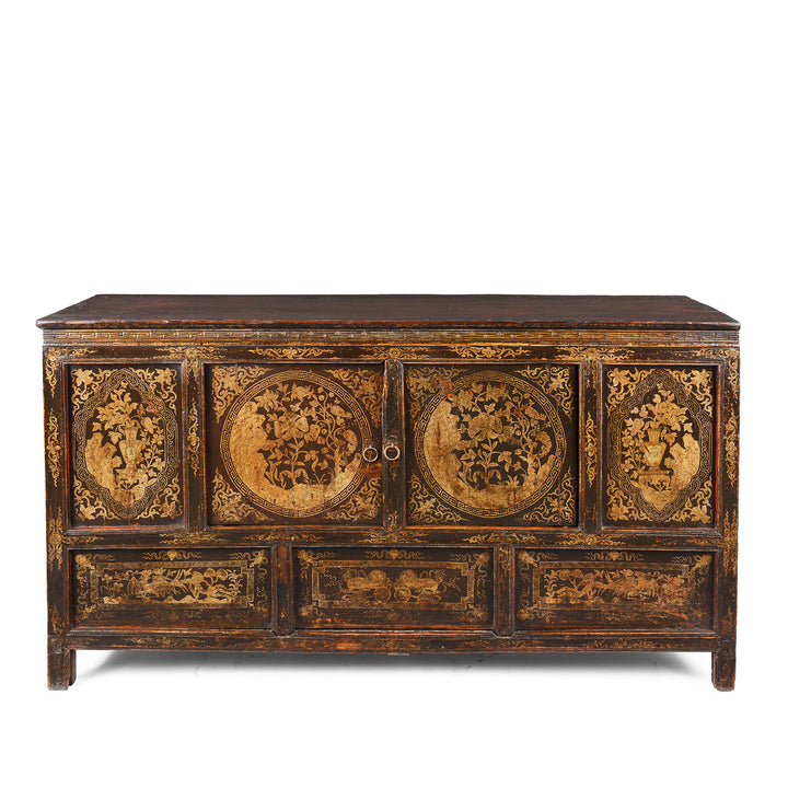 Gilt & Black Painted Tibetan Altar Cabinet | Indigo Antiques
