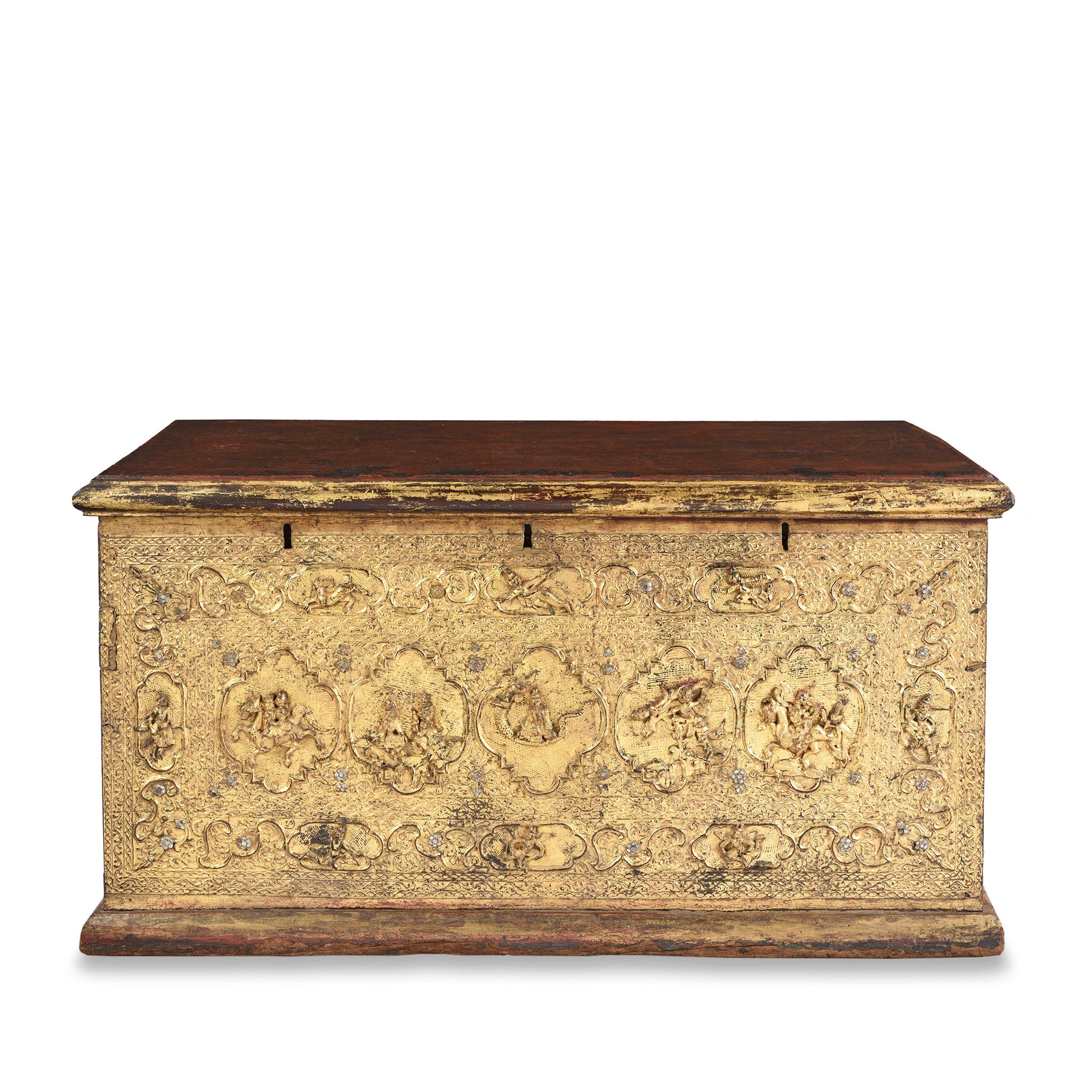 Carved Blanket Chest Made From Reclaimed Painted Teak Carved Blanket Chest Made From Reclaimed Painted Teak