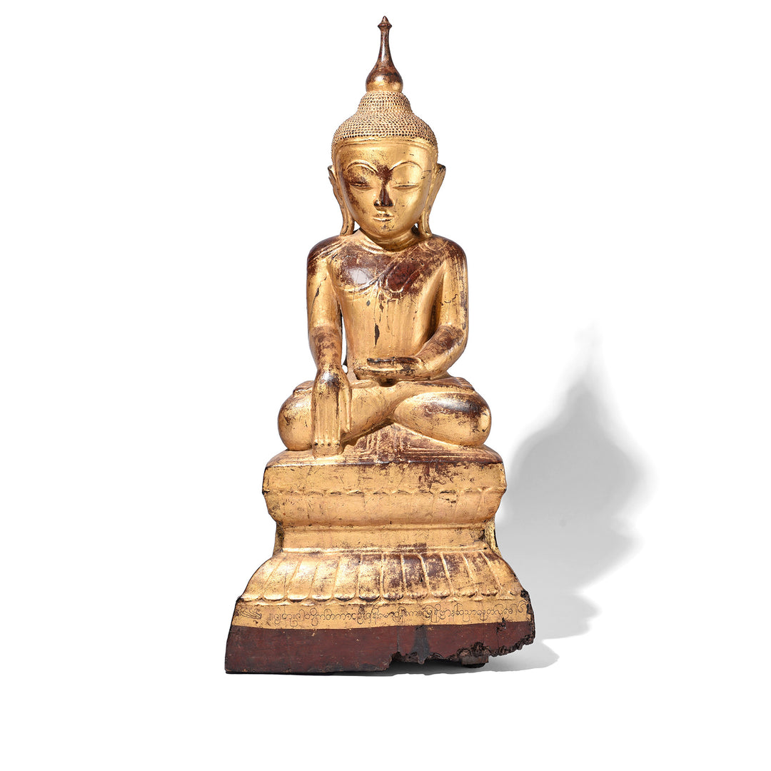 Antique Gilt Wood Burmese Shan Buddha Statue | Indigo Antiques