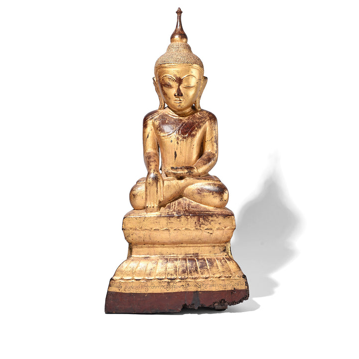 Antique Gilt Wood Burmese Shan Buddha Statue | Indigo Antiques