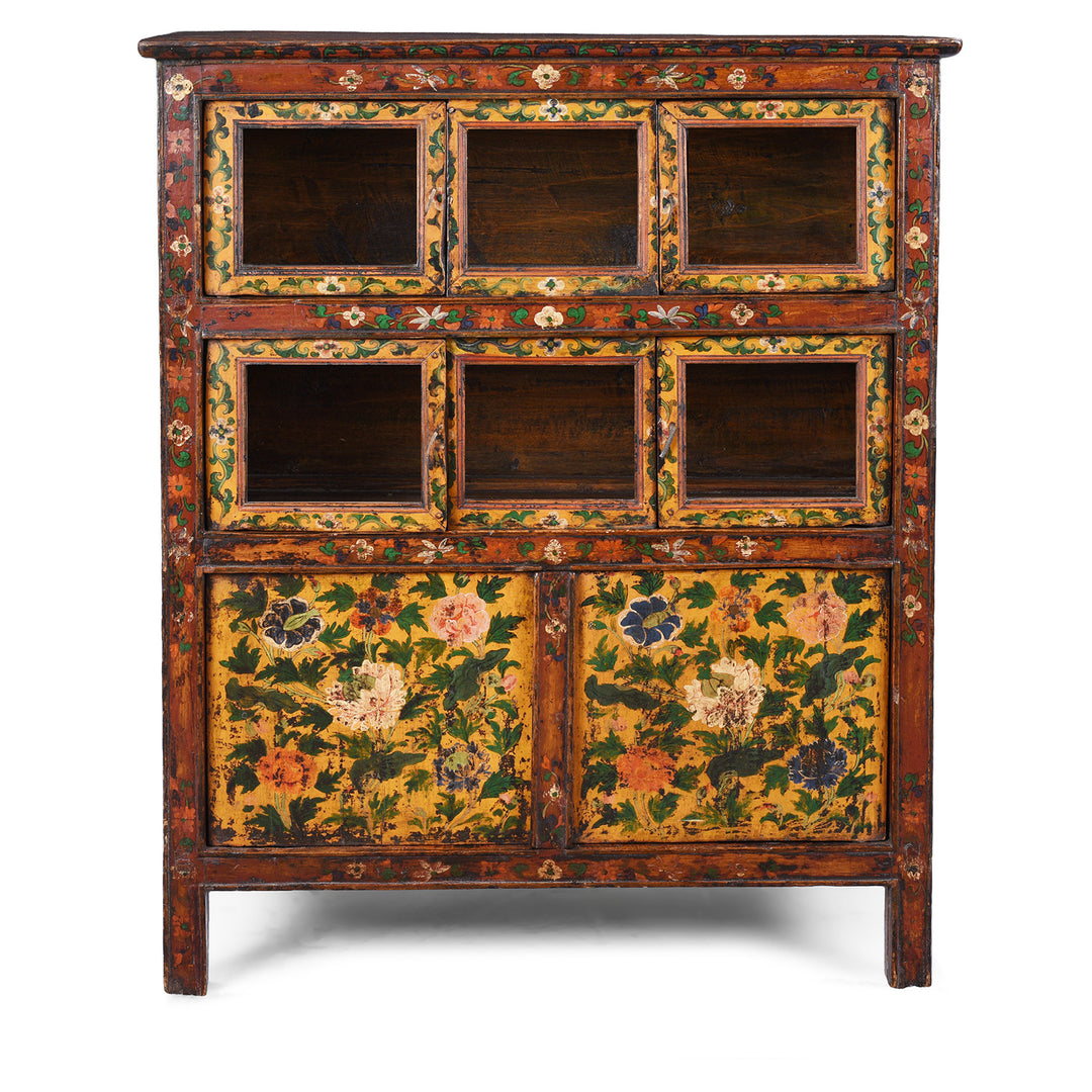 Antique Glazed Painted Tibetan Cabinet | Indigo Antiques