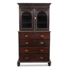 Glazed Rosewood Almirah Cabinet On Chest - 19th Century