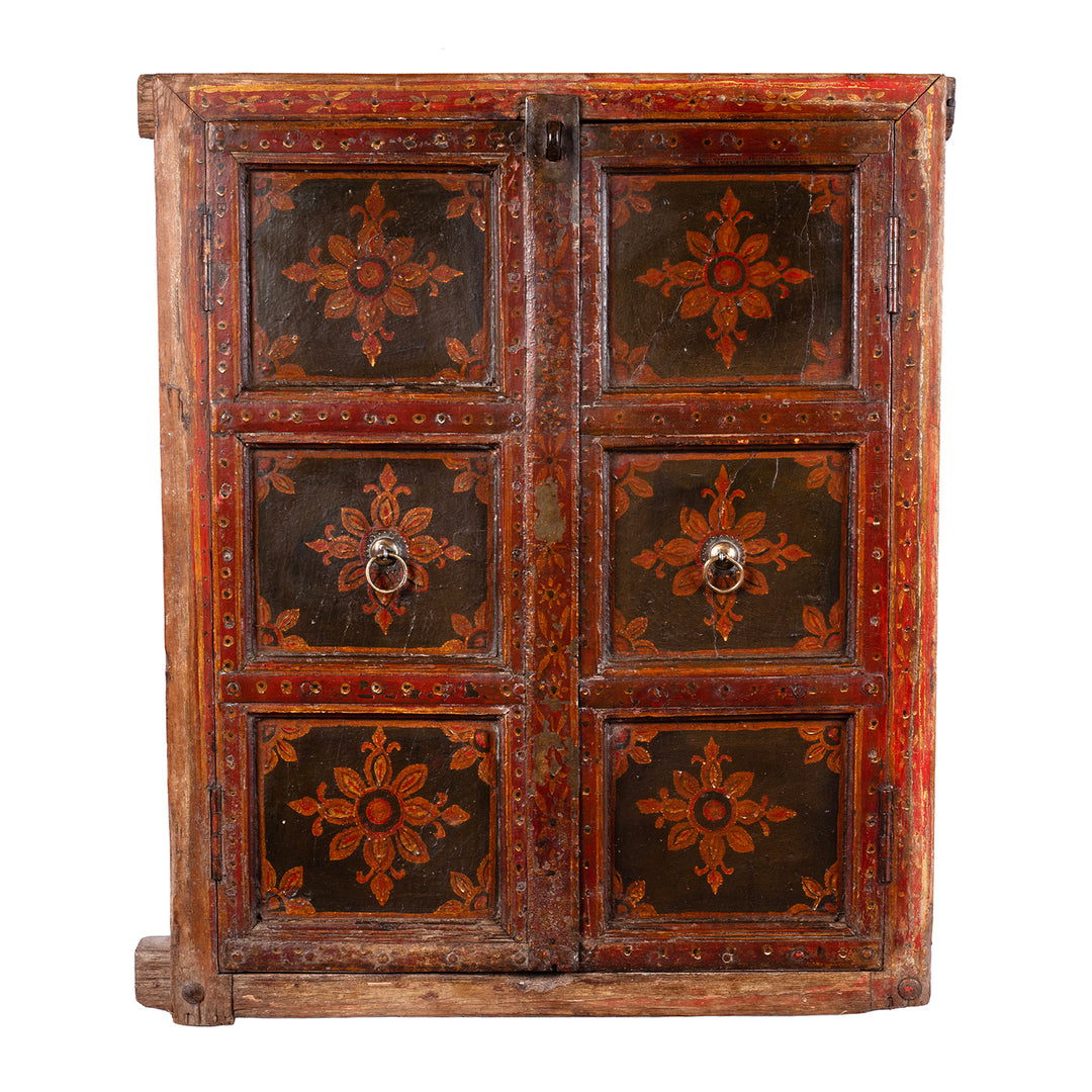 Antique Indian Bikaner Painted Window Shutters | Indigo Antiques