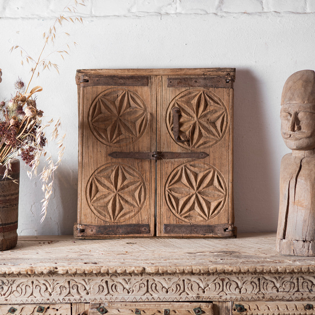 Antique Indian Bleached Window Shutters Rajasthani Mirror | Indigo Antiques