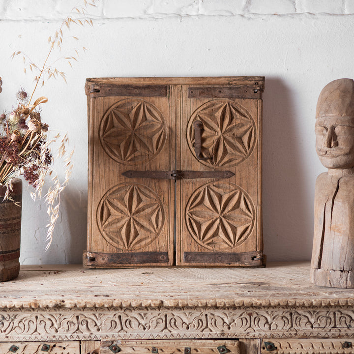 Antique Indian Bleached Window Shutters Rajasthani Mirror | Indigo Antiques