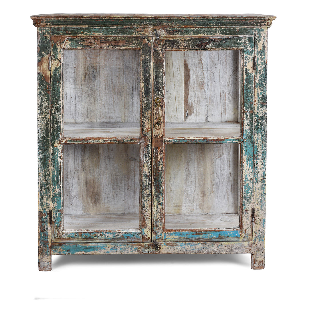 Antique Indian Blue Painted Glazed Cabinet | Indigo Antiques