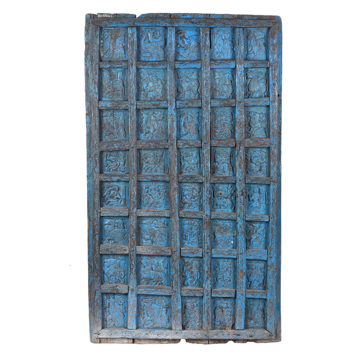 Antique Indian Blue Painted Tribal Door | Indigo Antiques