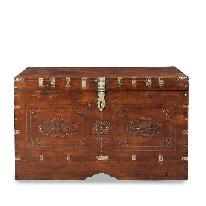 Antique Indian Brass Bound Burmese Dowry Chest | Indigo Antiques