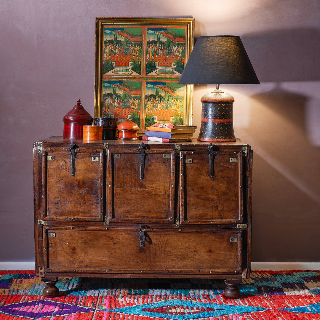 Antique Indian Brass Bound Military Chest Of Drawers | Indigo Antiques