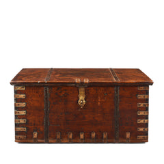 Brass Bound Teak Chest From Gujarat - 19th Century (With Secret Compartment) Brass Bound Teak Chest From Gujarat - 19th Century (With Secret Compartment)