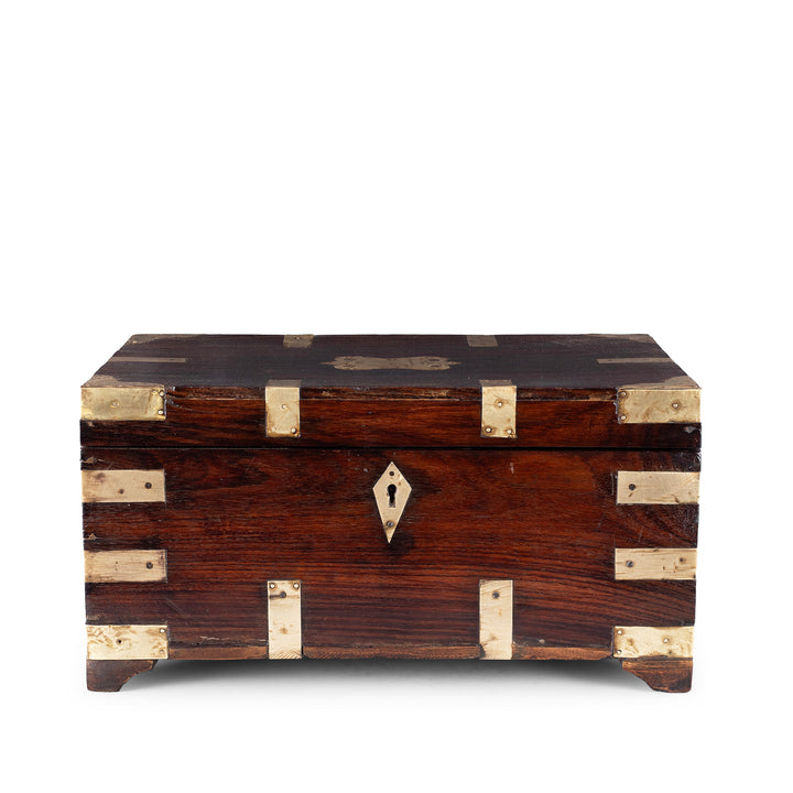 Antique Indian Brass Bound Teak Jewellery Box | Indigo Antiques
