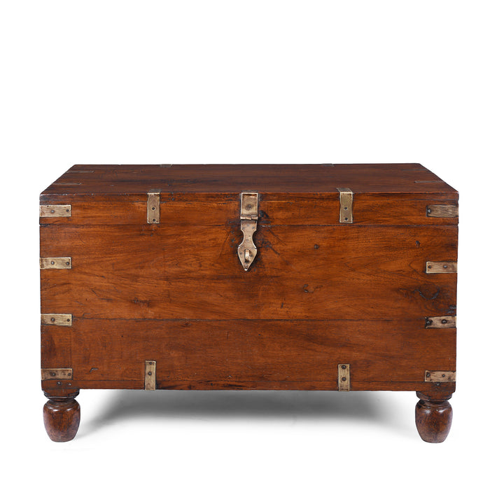 Antique Indian Brass Bound Teak Military Chest | Indigo Antiques