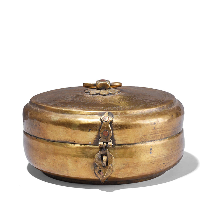 Antique Indian Brass Chapati Box | Indigo Antiques
