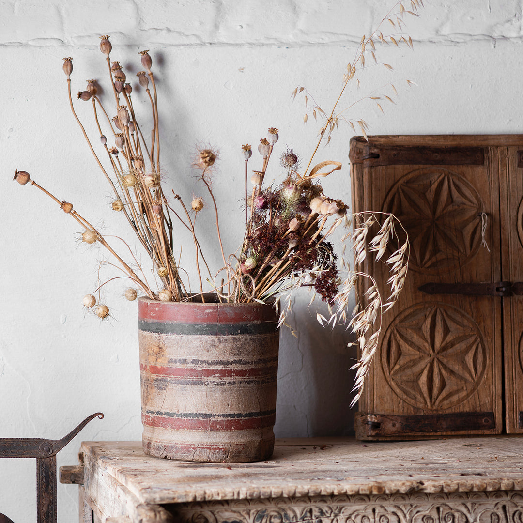 Antique Indian Carved Teak Mortar  | Indigo Antiques