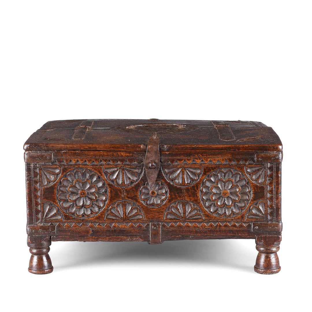 Antique Indian Chip Carved Merchants Box | Indigo Antiques