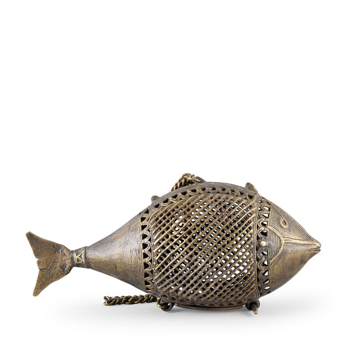 Antique Indian Dhokra Fish Money Box | Indigo Antiques