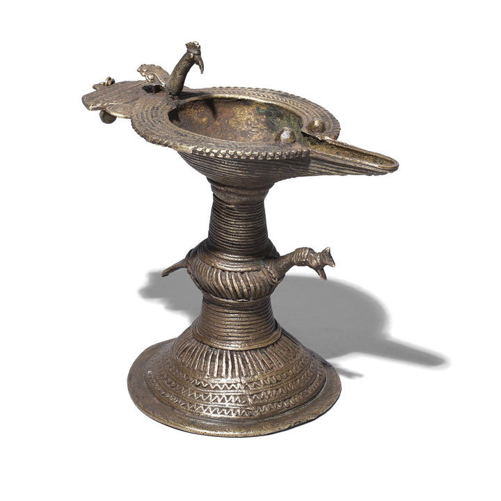 Antique Indian Dhokra Work Oil Lamp | Indigo Antiques