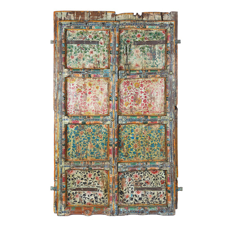 Old Indian Door With Later Floral Painting