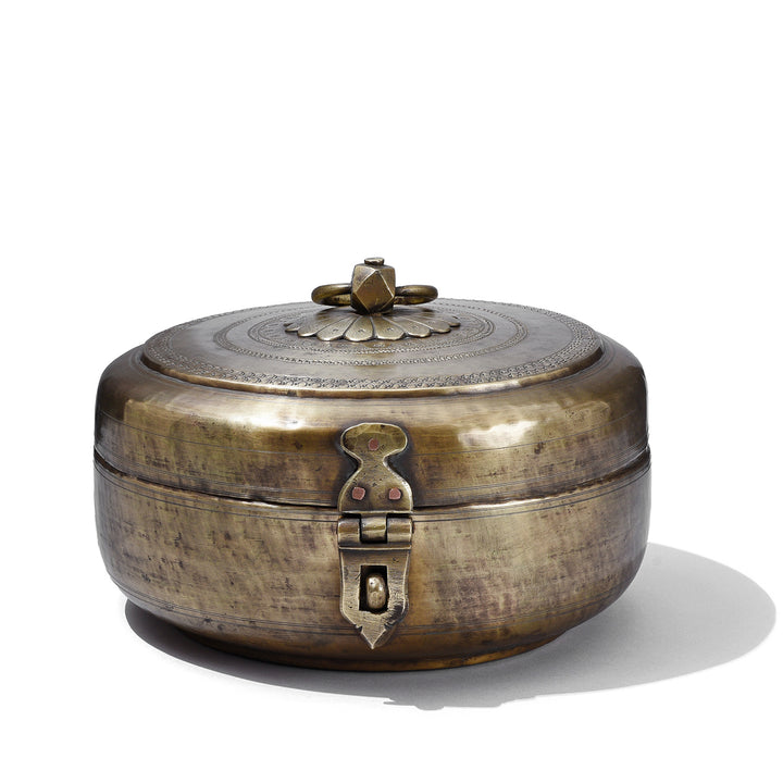 Antique Indian Exceptionally Good Brass Chapati Box | Indigo Antiques