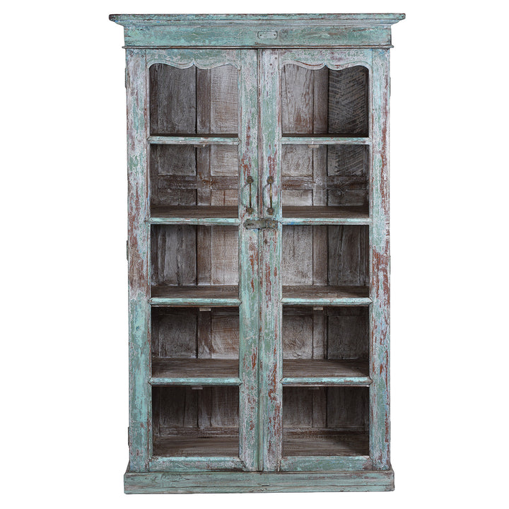 Antique Indian Glazed Painted Book Cabinet