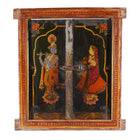 Painted Radha Krishna Window Shutter - 19th Century