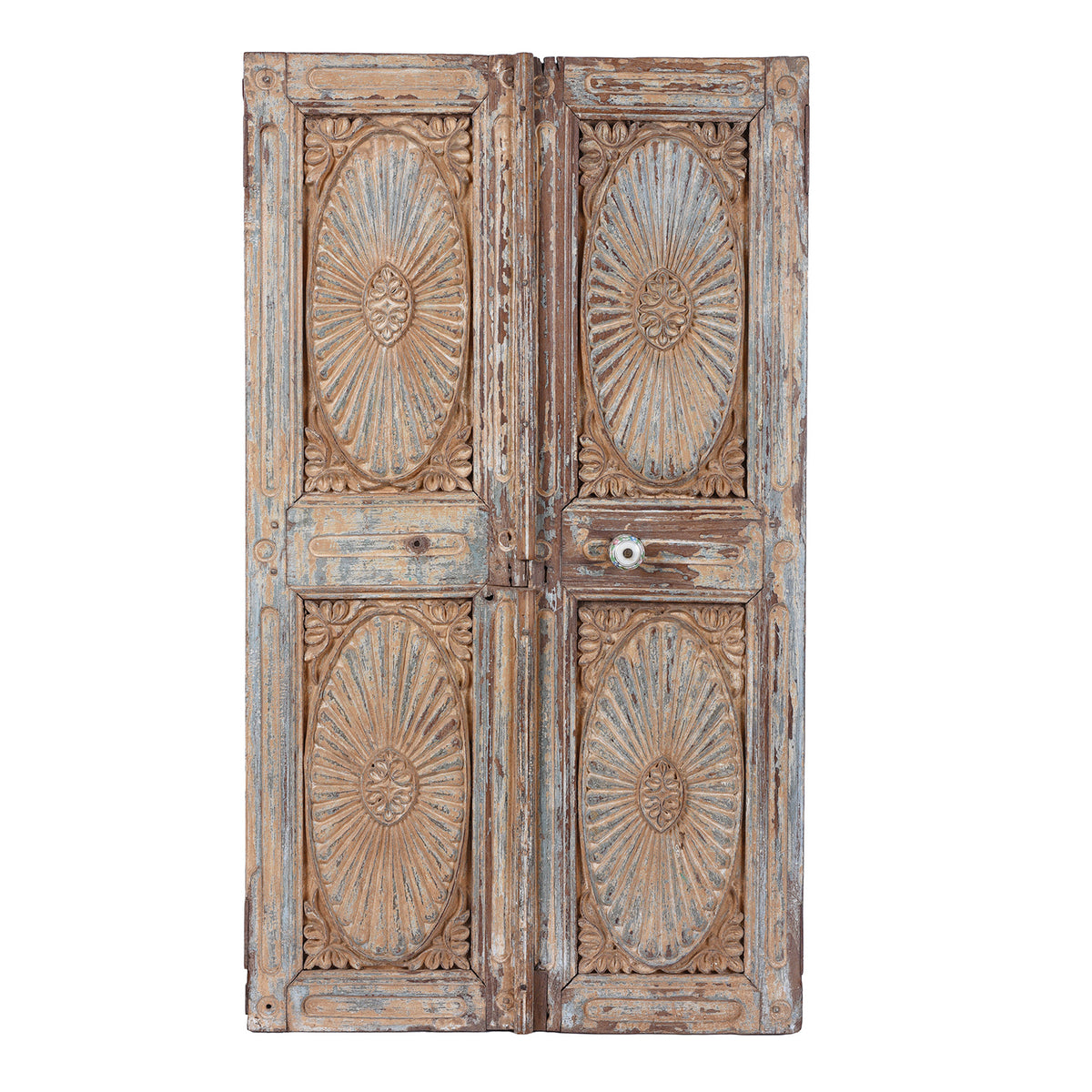 Antique Indian Painted Teak Cabinet Front | Indigo Antiques