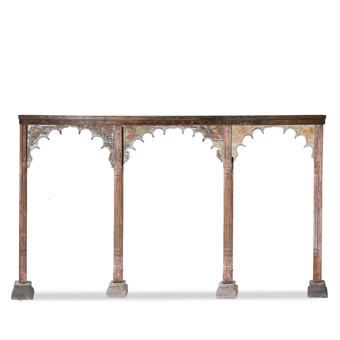 Antique Indian Painted Triple Arch | Indigo Antiques