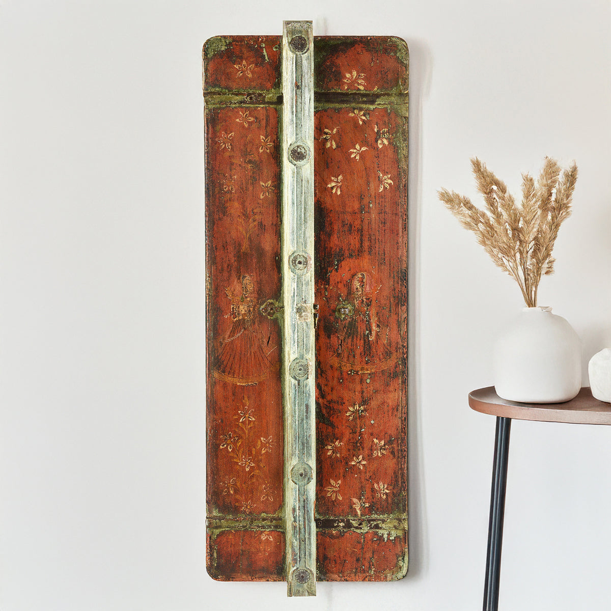 Antique Indian Painted Window Shutter From Rajasthan | Indigo Antiques