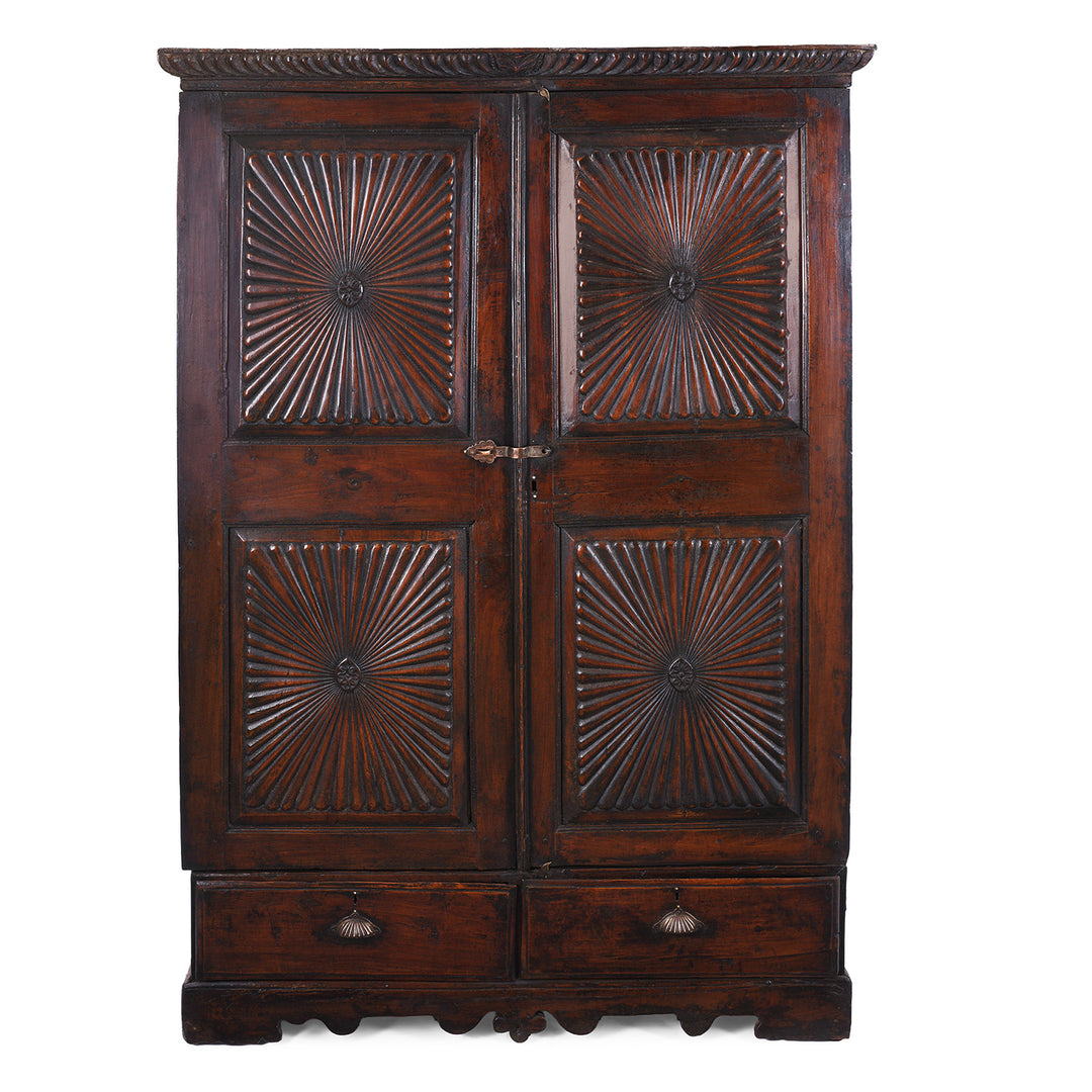 Antique Indian Sunburst Almirah Cabinet | Indigo Antiques