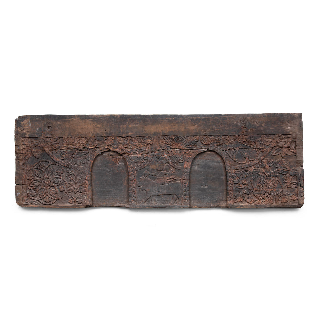 Antique Indian Tribal Carved Cedar Panel From Kullu | Indigo Antiques