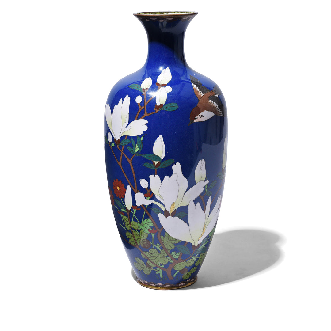 Antique Japanese Cloisonne Vase - Deep Blue - Meiji Period | Indigo Antiques