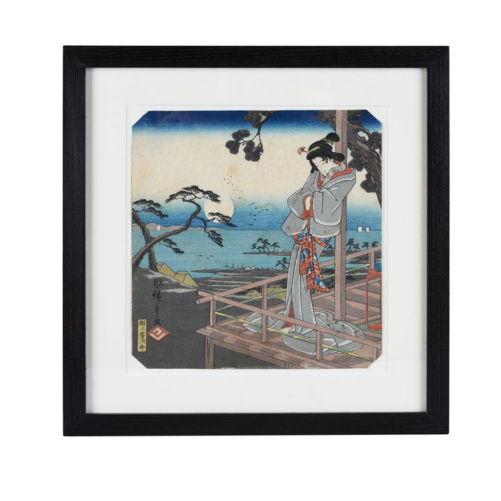 Antique Japanese Framed Woodblock Print Oban by Utagawa | Indigo Antiques