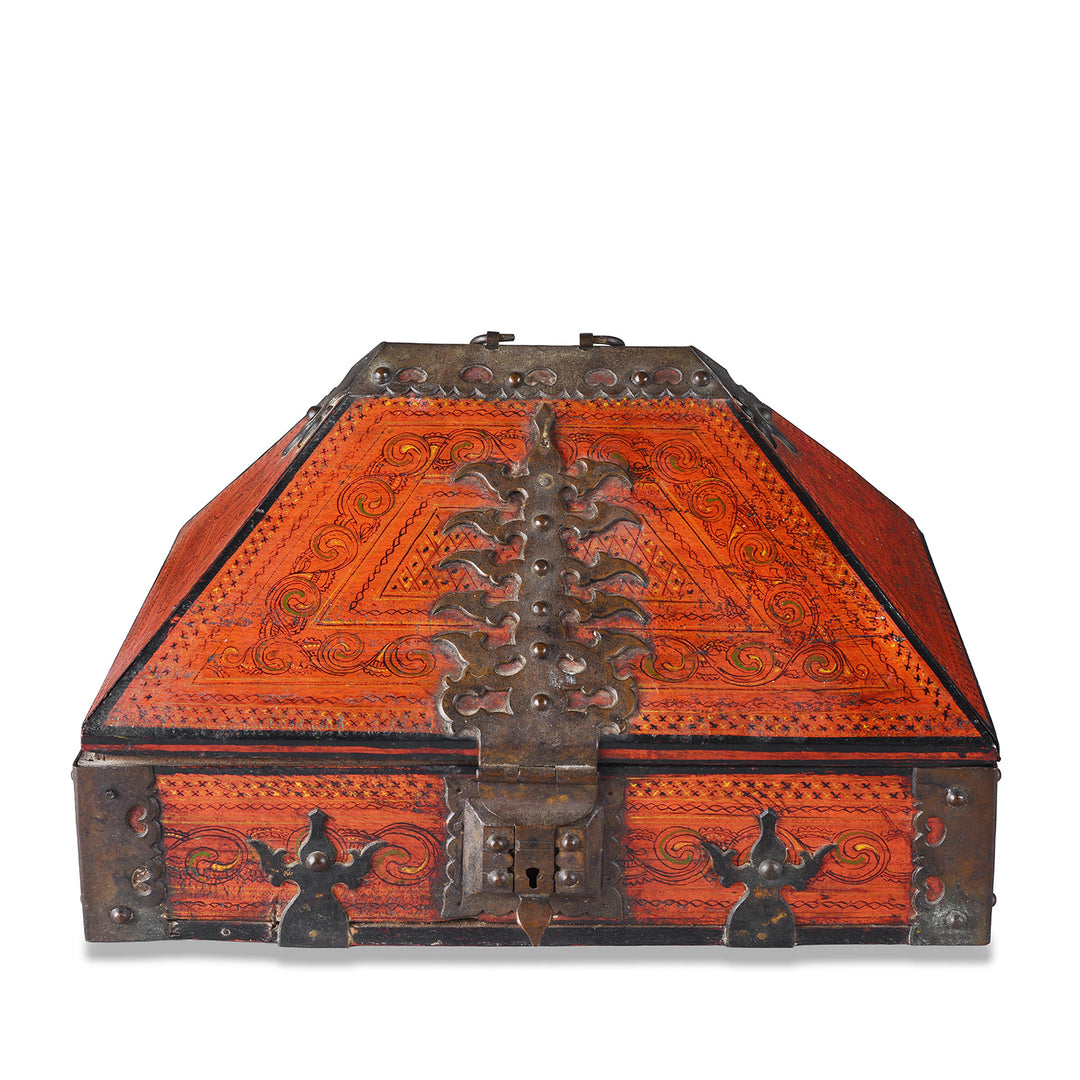 Antique Kerala Nettoor Petti Malabar Wedding Box With Hand Painted Decoration And Forged Iron Mounts Circa 19th Century | Indigo Antiques