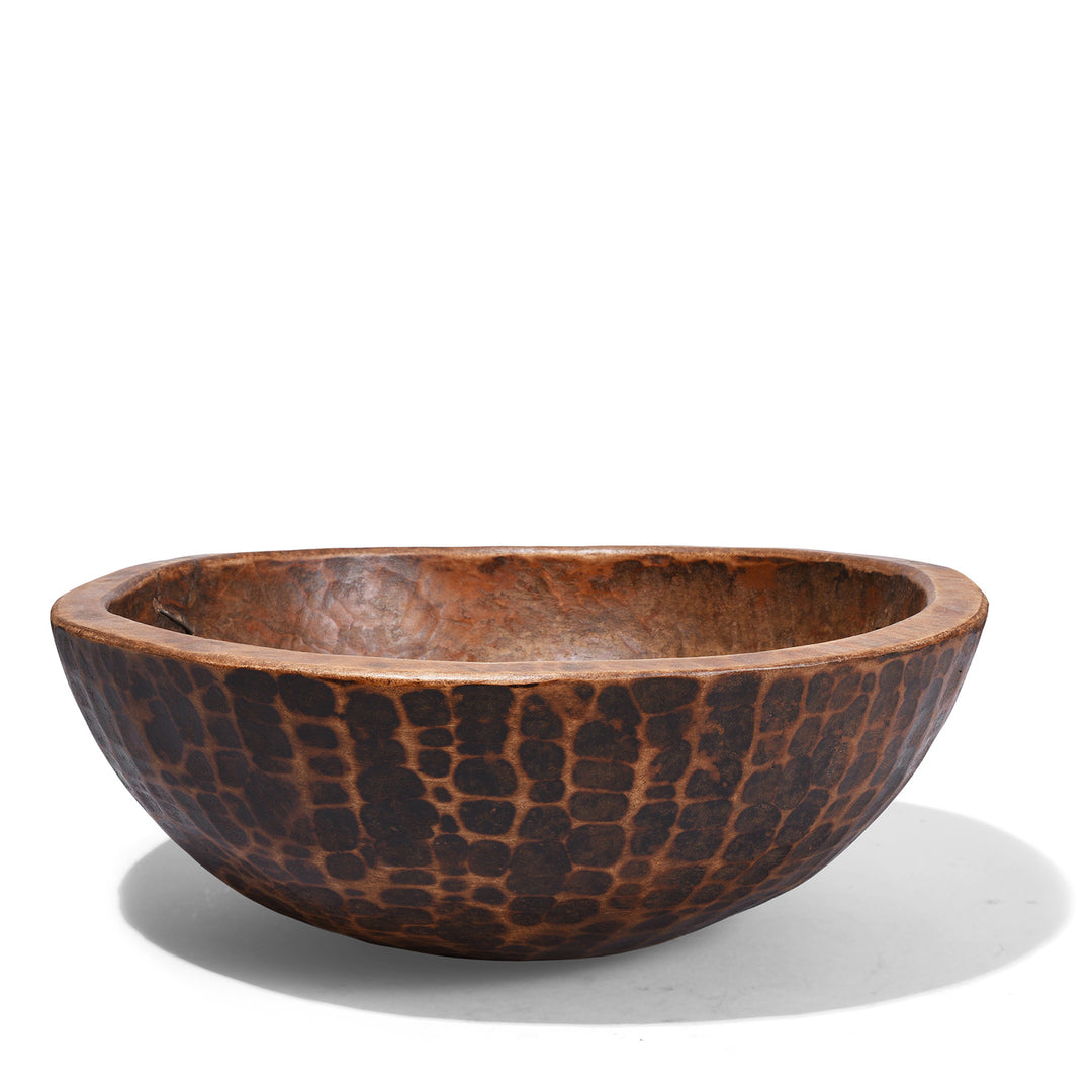 Antique Nineteenth Century Nepalese Carved Teak Bowl With Decorative adze Marks