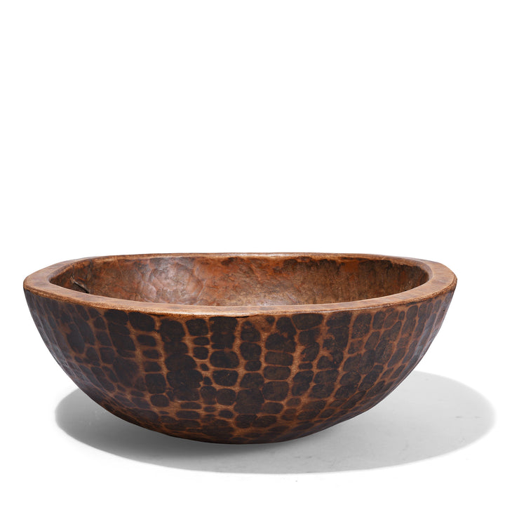 Antique Nineteenth Century Nepalese Carved Teak Bowl With Decorative adze Marks