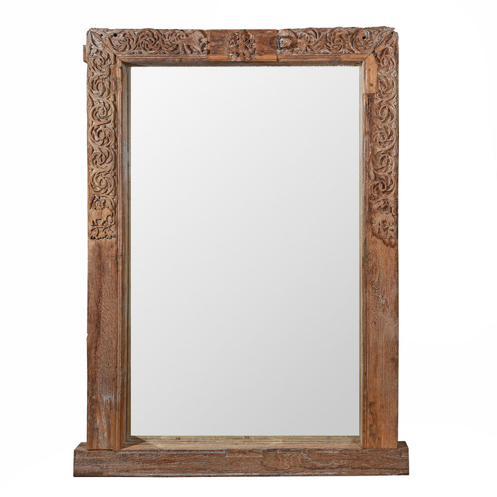 Antique Painted Mirror Made From An Old Teak Kutchi Door | Indigo Antiques