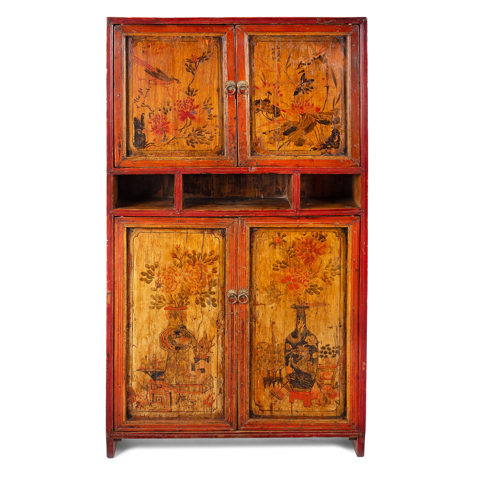 Painted Mongolian Cabinet - 19thC Painted Mongolian Cabinet - 19thC