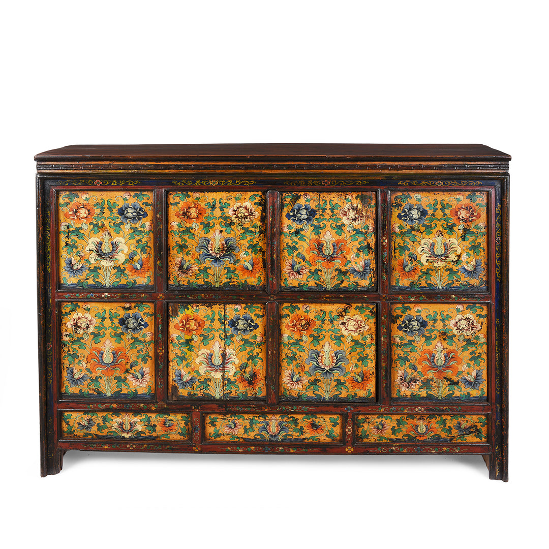 Antique Painted Tibetan Cabinet With Original Paint | Indigo Antiques