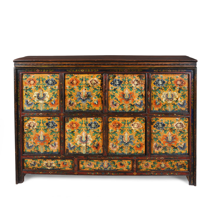 Antique Painted Tibetan Cabinet With Original Paint | Indigo Antiques