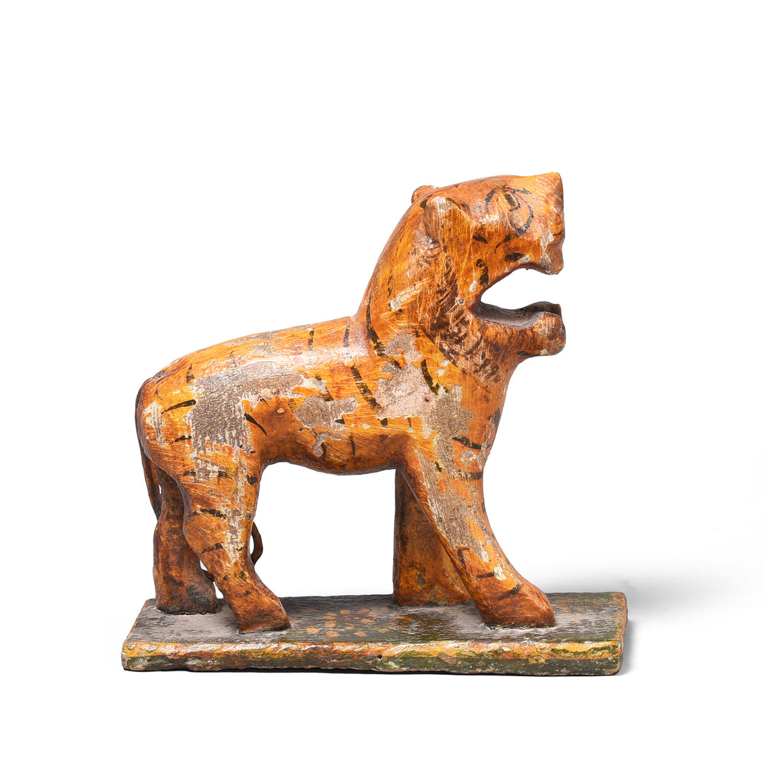 Antique Polychromed Indian Tiger Figure From Gujarat  | Indigo Antiques